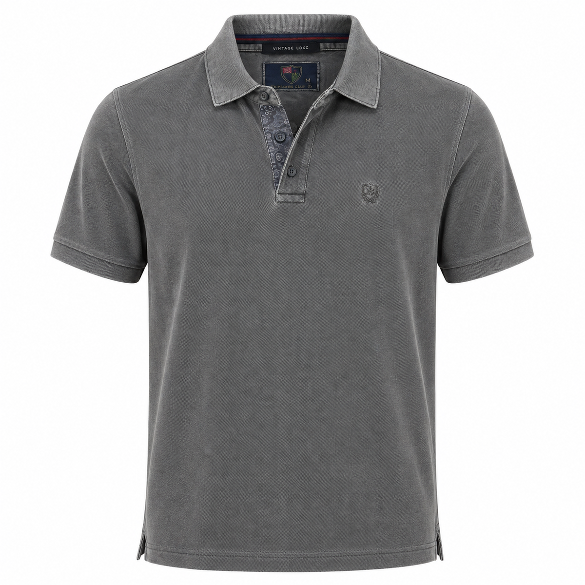 Polo Hombre Gris Vintage Bordado