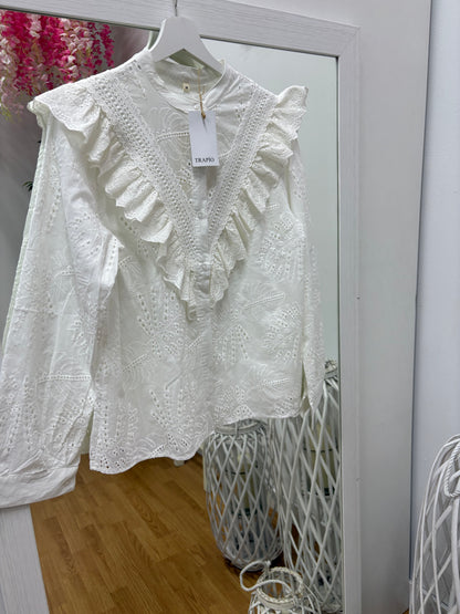 Camisa mujer volantes calada