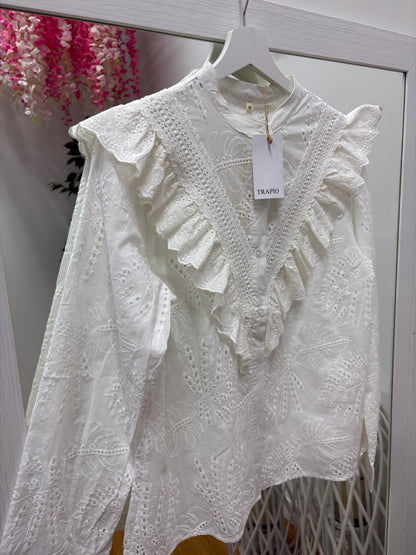Camisa mujer volantes calada