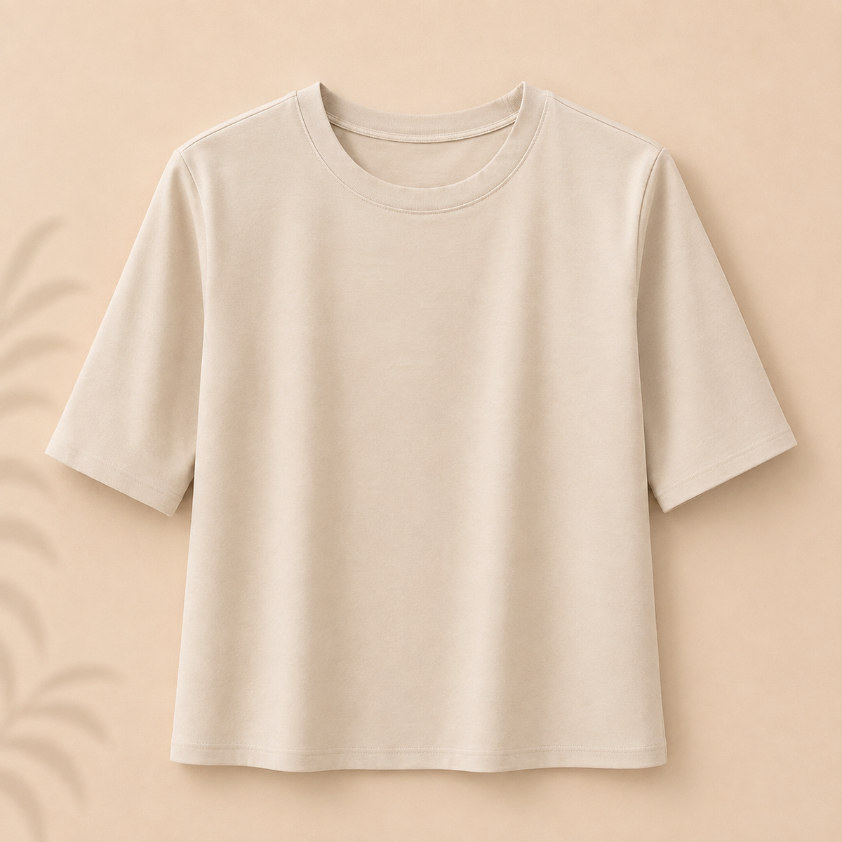 Camiseta básica manga larga beige Trapio